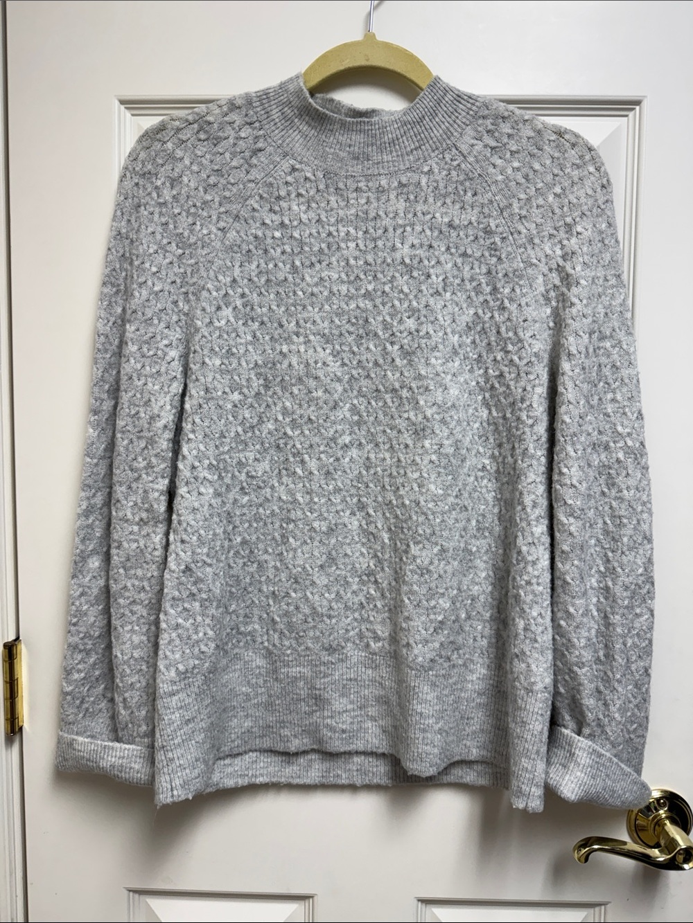 LOFT Cloud Gray Textured Knit Sweater